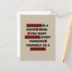 Motivational quote success holiday postcard