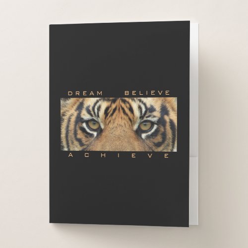 Motivational Quote Success Tiger Animal Template Pocket Folder