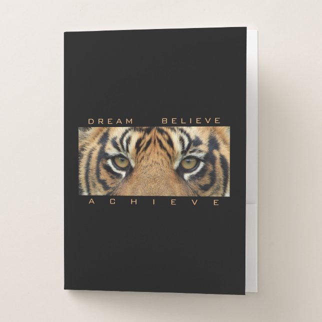 Motivational Quote Success Tiger Animal Template Pocket Folder (Front)