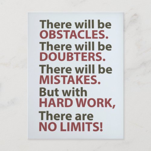 Motivational Quote _ There will be obstacles  Postcard