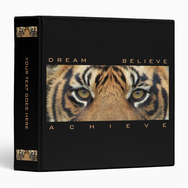 Motivational Quote Tiger Animal Modern Template 3 Ring Binder (Front/Spine)