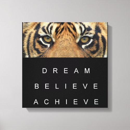 Motivational quote tiger eyes achievement Cool Canvas Print