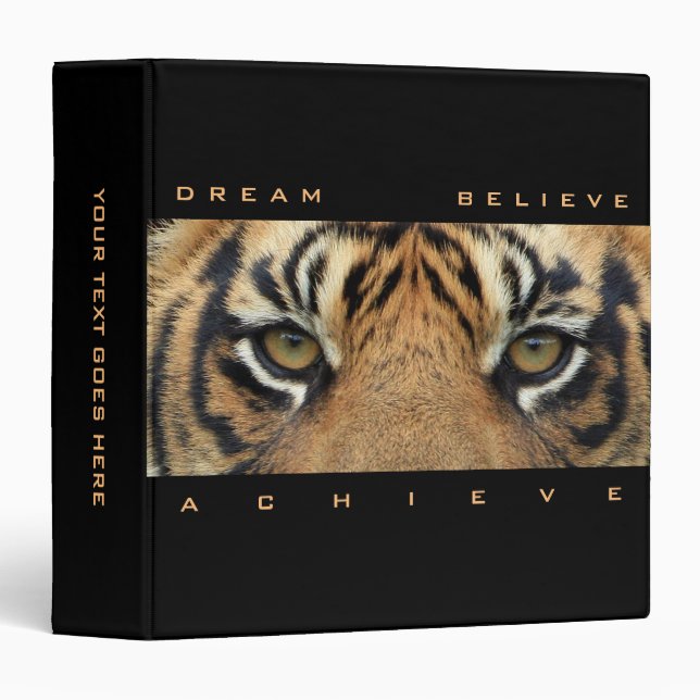 Motivational Quote Tiger Eyes Animal Template 3 Ring Binder (Front/Spine)