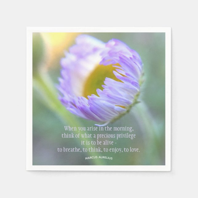 Motivational Quote Typography Floral Macro Photo Napkins (Front)
