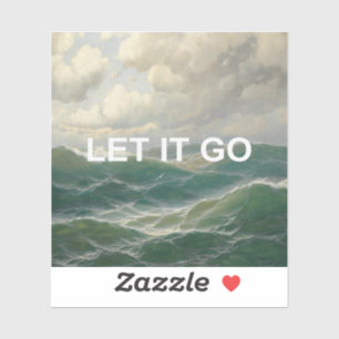 Motivational Quote + Vintage Seascape Painting Sticker