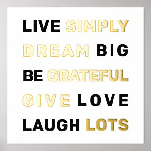 Motivational quote white and gold foil prints