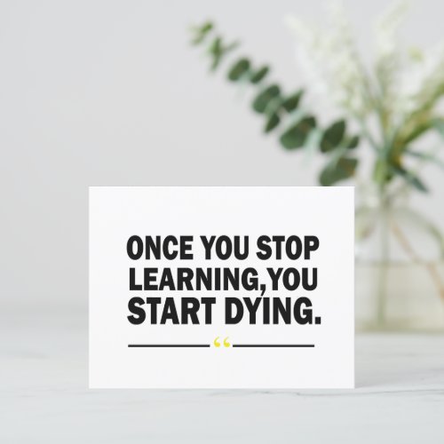 Motivational quotes about learning holiday postcard