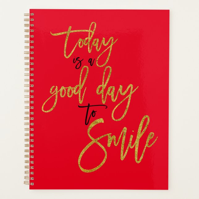 Motivational Quotes Black Gold Typography Red Planner (Front)
