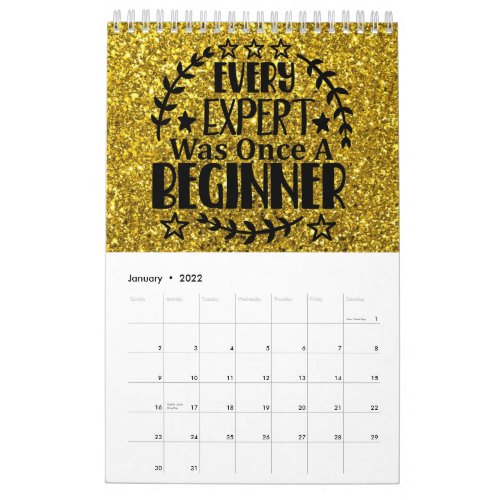 Motivational Quotes Calendar 2022 Glitter Gold