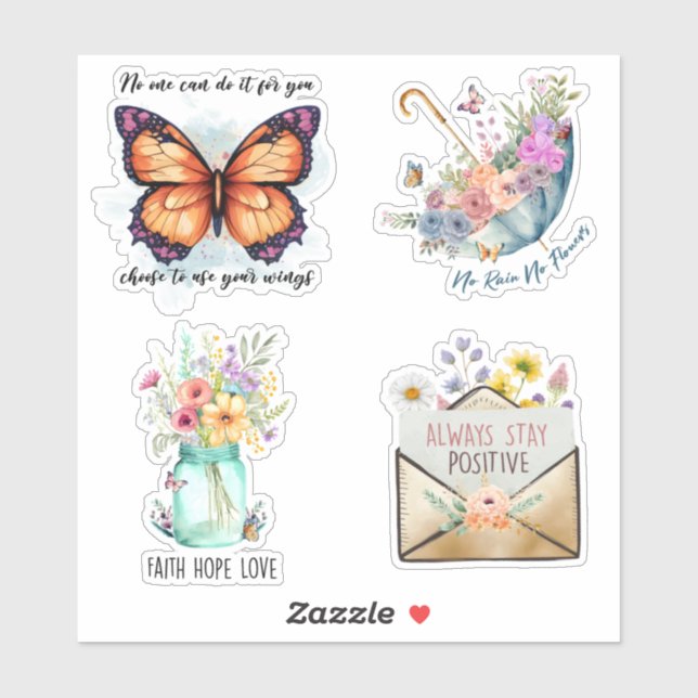 Motivational Quotes & Flowers Sticker (Sheet)