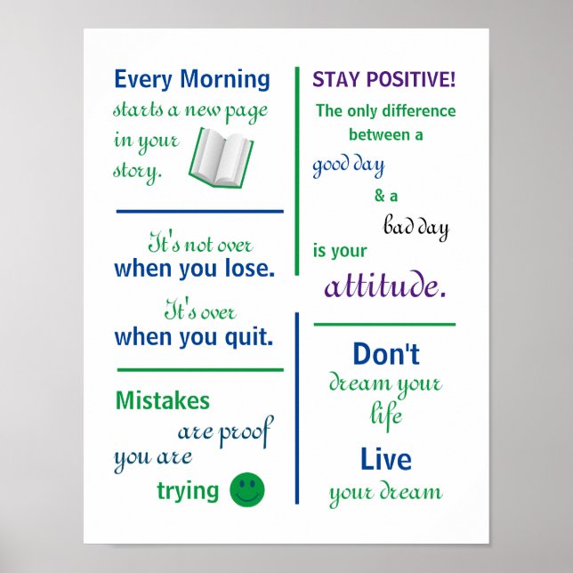 Motivational Quotes Home or Classroom Poster (Front)
