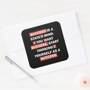 Motivational quotes success in life square sticker