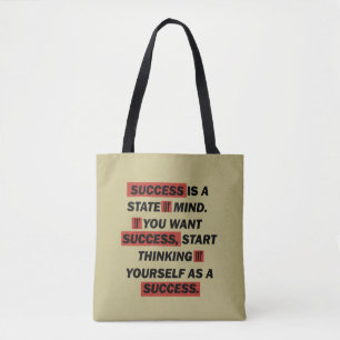 Motivational quotes success in life tote bag