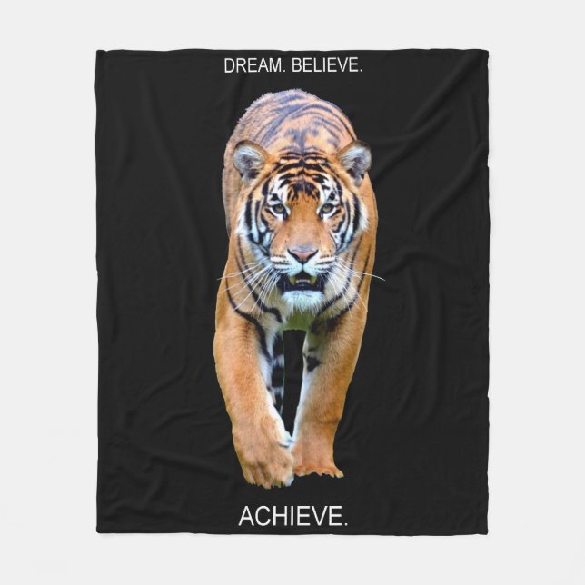 Motivational Quotes Tiger Self Improvement Success Fleece Blanket (Front)