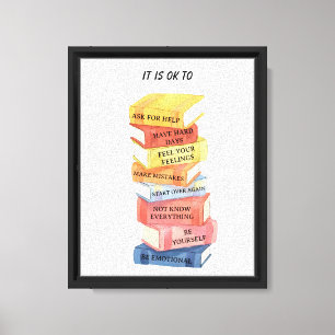 Motivational Quotes Watercolor Books Custom Poster Canvas Print