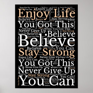 Motivational Quotes. WordArt Pattern White Black Poster