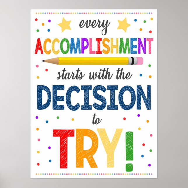 Motivational Rainbow Classroom Poster (Front)