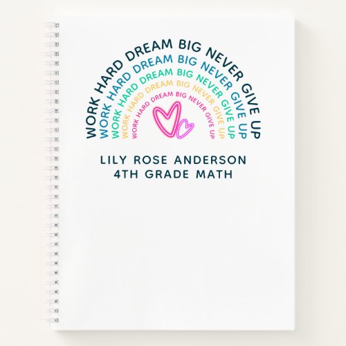 Motivational Rainbow Heart Notebook