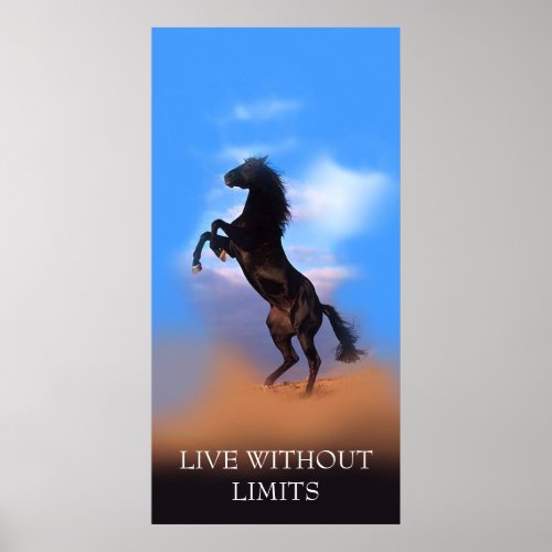 Motivational Rearing Horse Live Without Limits Poster