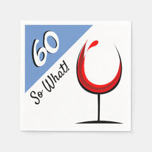 Motivational Red Wine Glass 60th Birthday Party Napkins
