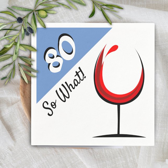 Motivational Red Wine Glass 80th Birthday Party Napkins (Creator Uploaded)