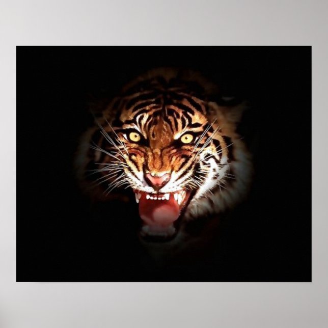 Motivational Roaring Tiger in Shadow Poster Print (Front)