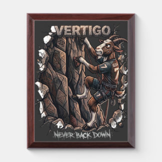 Motivational Rock Climbing GOAT Cartoon Award Plaque