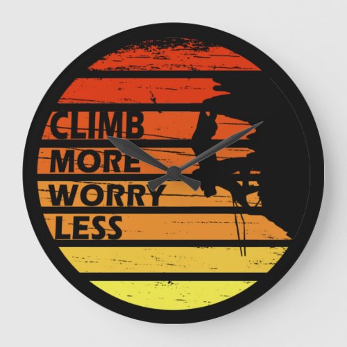 Motivational rock climbing quotes large clock