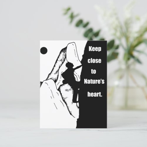 Motivational rock climbing quotes postcard