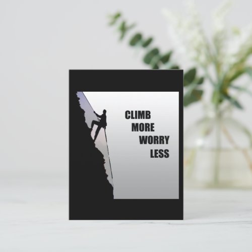 Motivational rock climbing quotes postcard