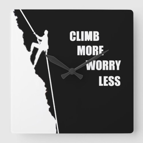 Motivational rock climbing quotes square wall clock