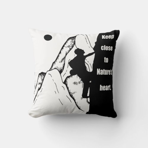 Motivational rock climbing quotes throw pillow