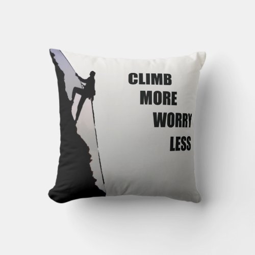 Motivational rock climbing quotes throw pillow
