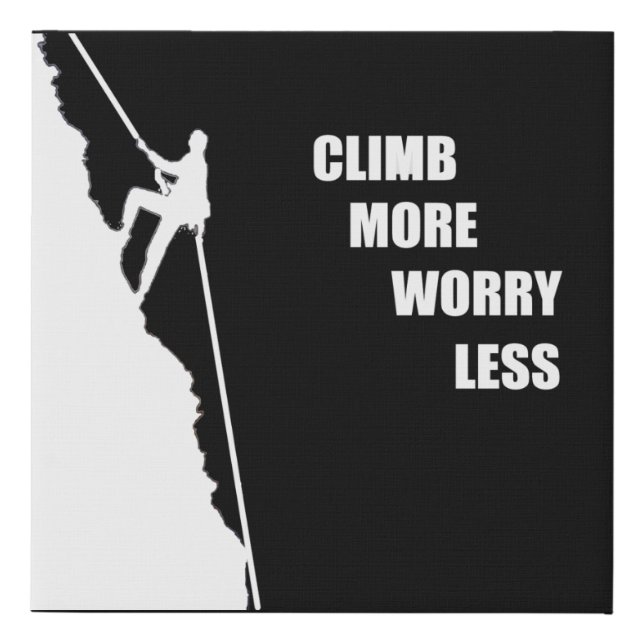 Motivational rock climbing saying faux canvas print (Front)