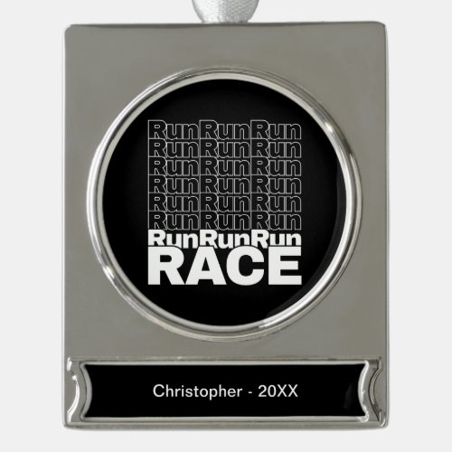 Motivational Runner In_Training Quote _ Run Race Silver Plated Banner Ornament