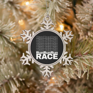 Motivational Runner In-Training Quote - Run Race Snowflake Pewter Christmas Ornament
