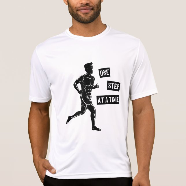 Motivational Running Man Quote Black T-Shirt (Front)