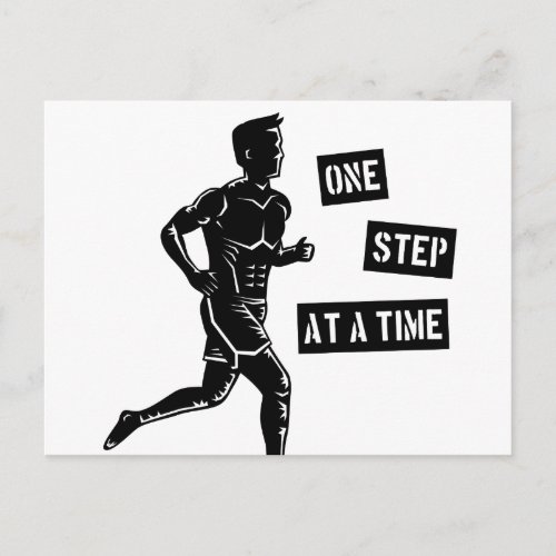 Motivational Running Quote Black Postcard