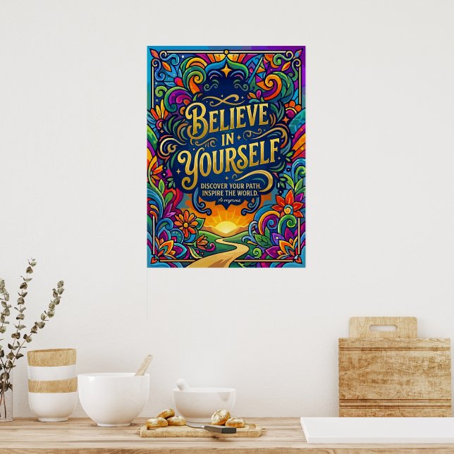 Motivational Saying Believe in Yourself Poster (Kitchen)