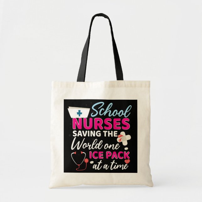 Motivational School Nurse Saving The World Rn CNA Tote Bag (Front)