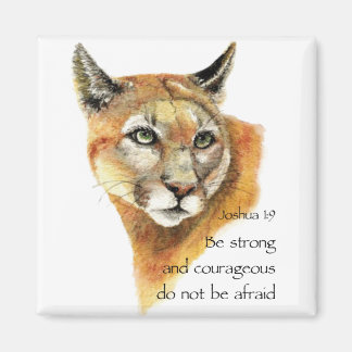 Motivational Scripture Joshua Cougar Animal art Magnet