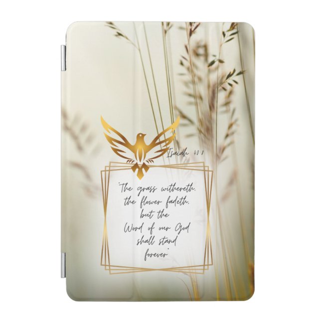 Motivational Scripture Nature Grass Gold Dove iPad Mini Cover (Front)