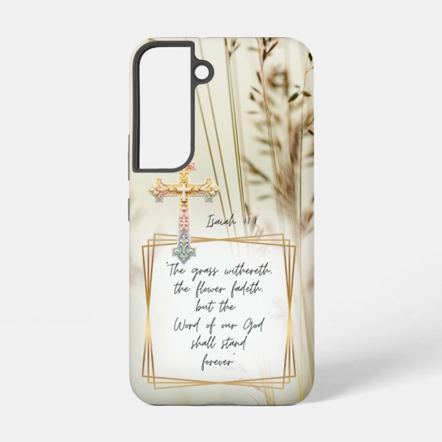 Motivational Scripture Nature Grass Pastel Cross Samsung Galaxy Case (Back)