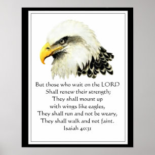 Motivational Scripture Waiting on the Lord Eagle Poster