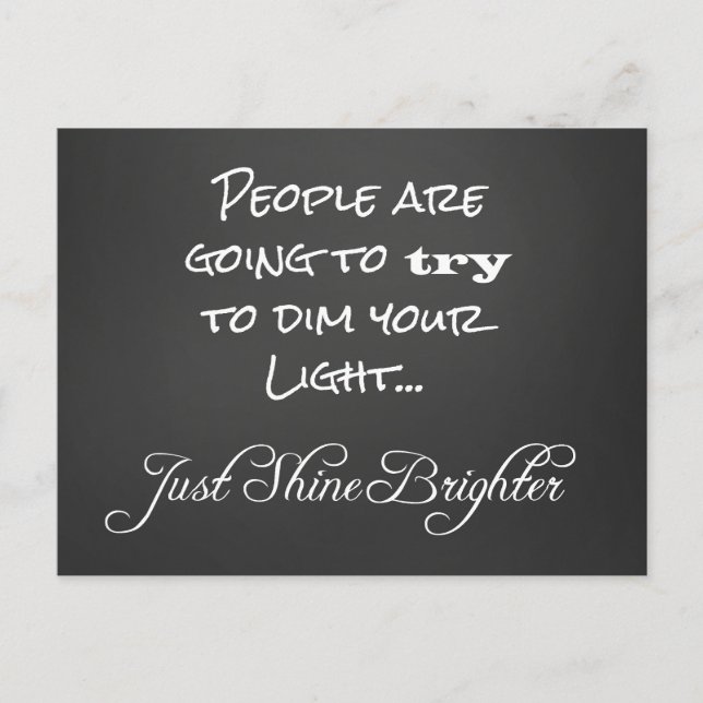 Motivational Shine Brighter Quote Postcard (Front)