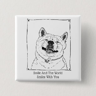 motivational slogan with cute smiling dog button