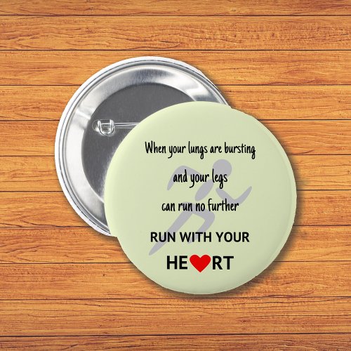 Motivational sports runners quote pinback button