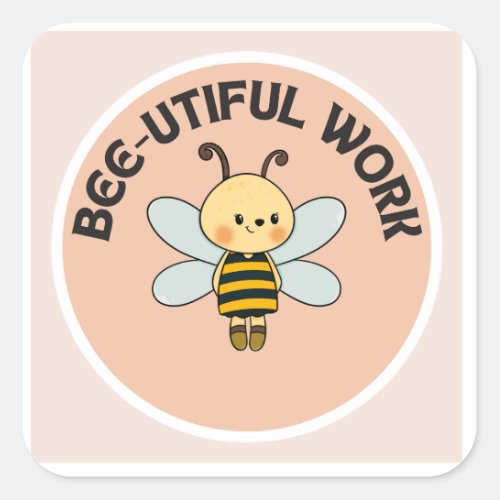 Motivational Sticker_Bee_utiful work_Cute Sticker