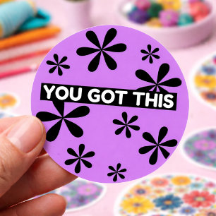 Motivational Sticker Purple Floral Positive Quote