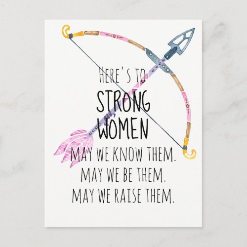 Motivational Strong Women Bow Arrow Boho Feather  Postcard